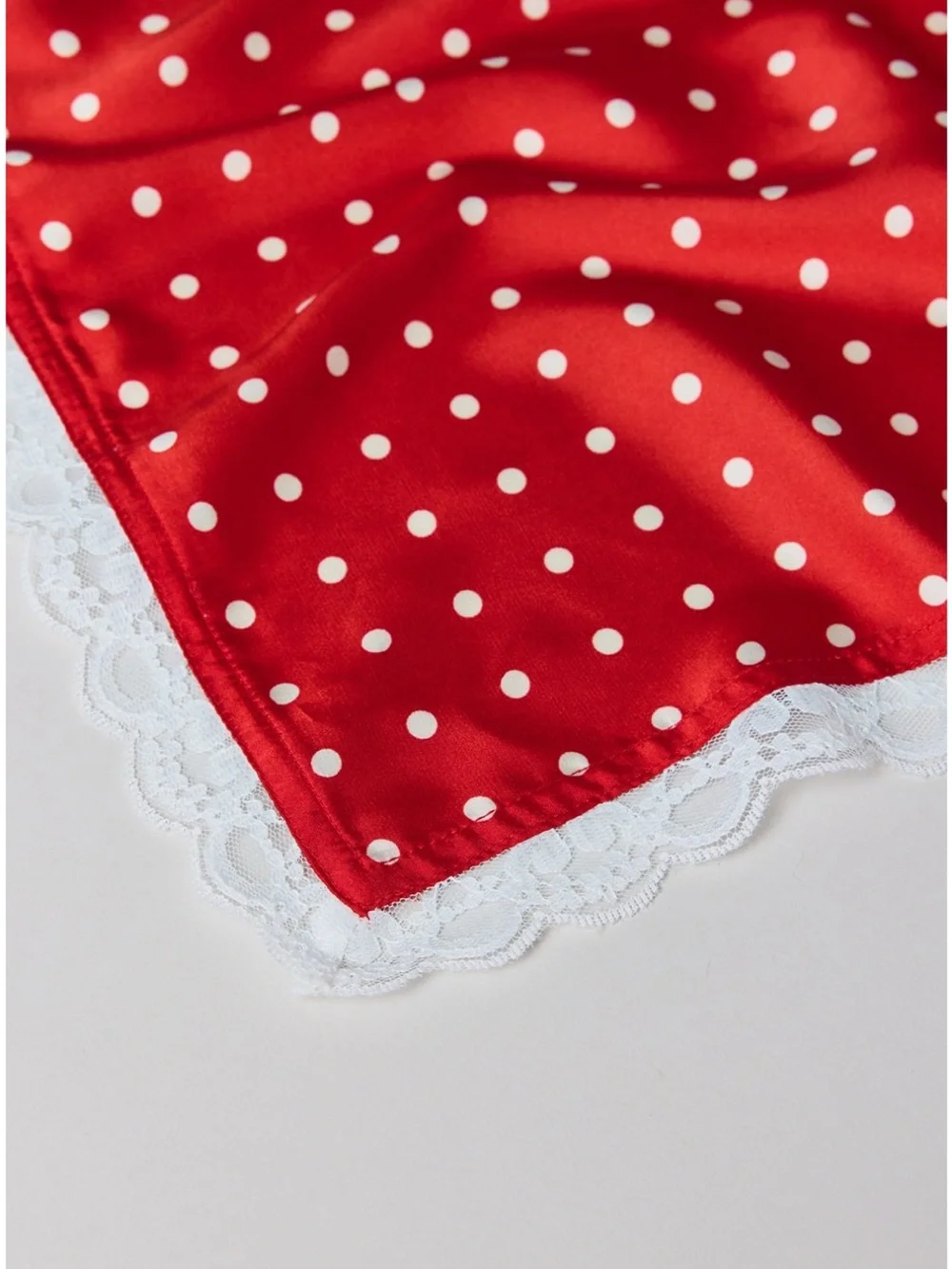 For Love & Lemons X UO Red + White Polka Dot Scarf | Lace Trim | OS | NWT